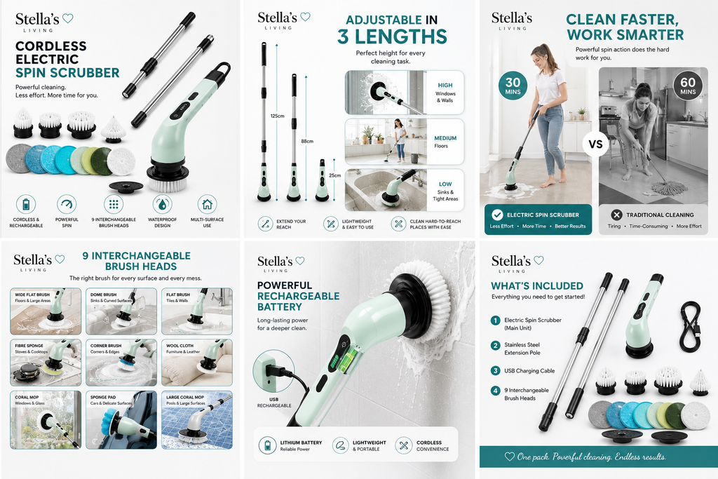 Electric Spin Scrubber -Cordless cleaning brush for home